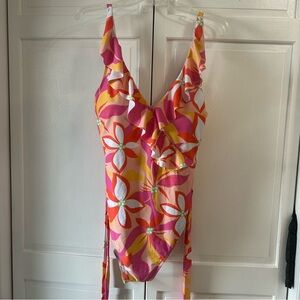 Pink Lily Colorful flowered one piece swim suit